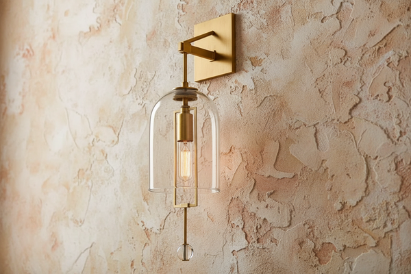 Brass & Glass Bell Wall Sconce | CLKS8500