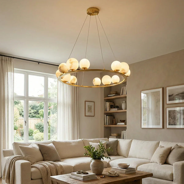 Spherical Tagliato Alabaster Chandelier