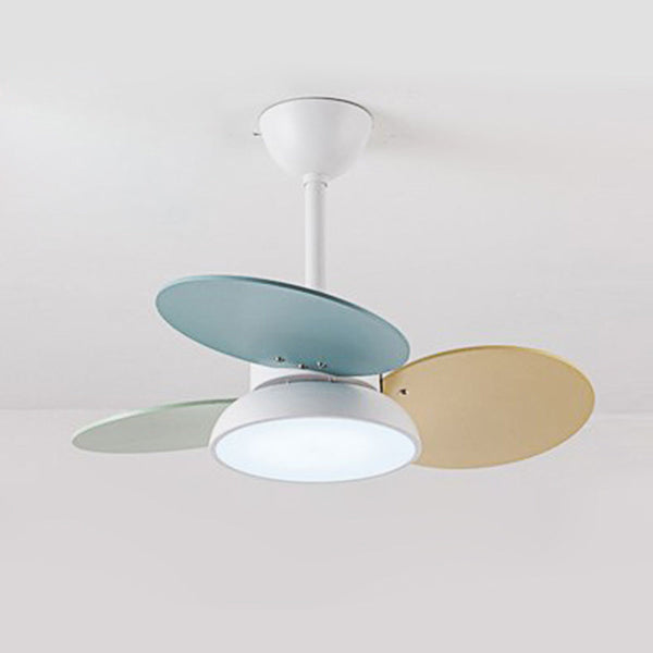 Macaron Colorful Round Ceiling Fan With LED Light For Children's Room