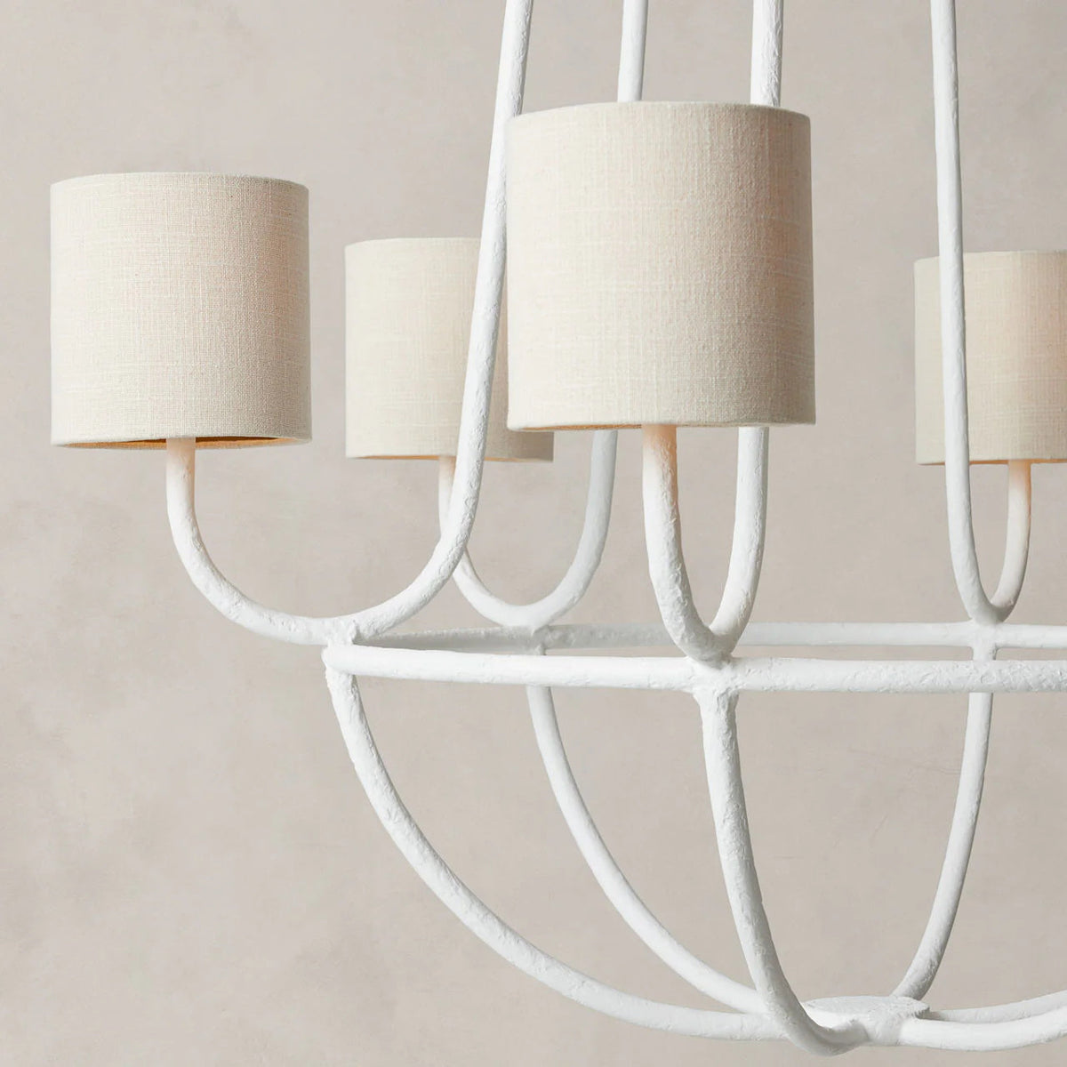 Lithe Vintage Industrial Brass Fabric Chandelier