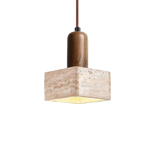 Travertine Talla Wood Pendant Lamp