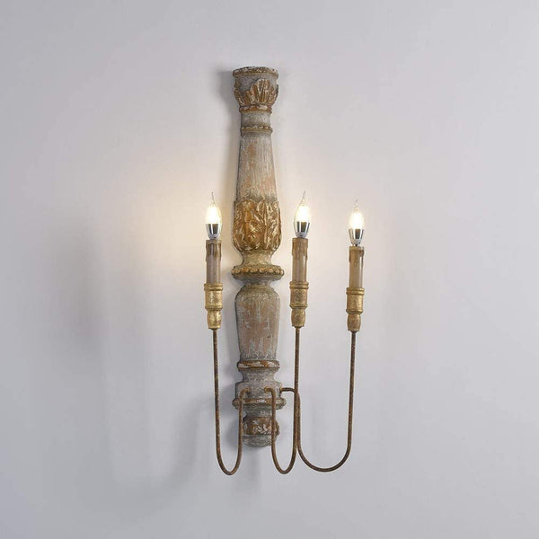 Vevenir Vintage Industrial Candle Wood Wall Lamp