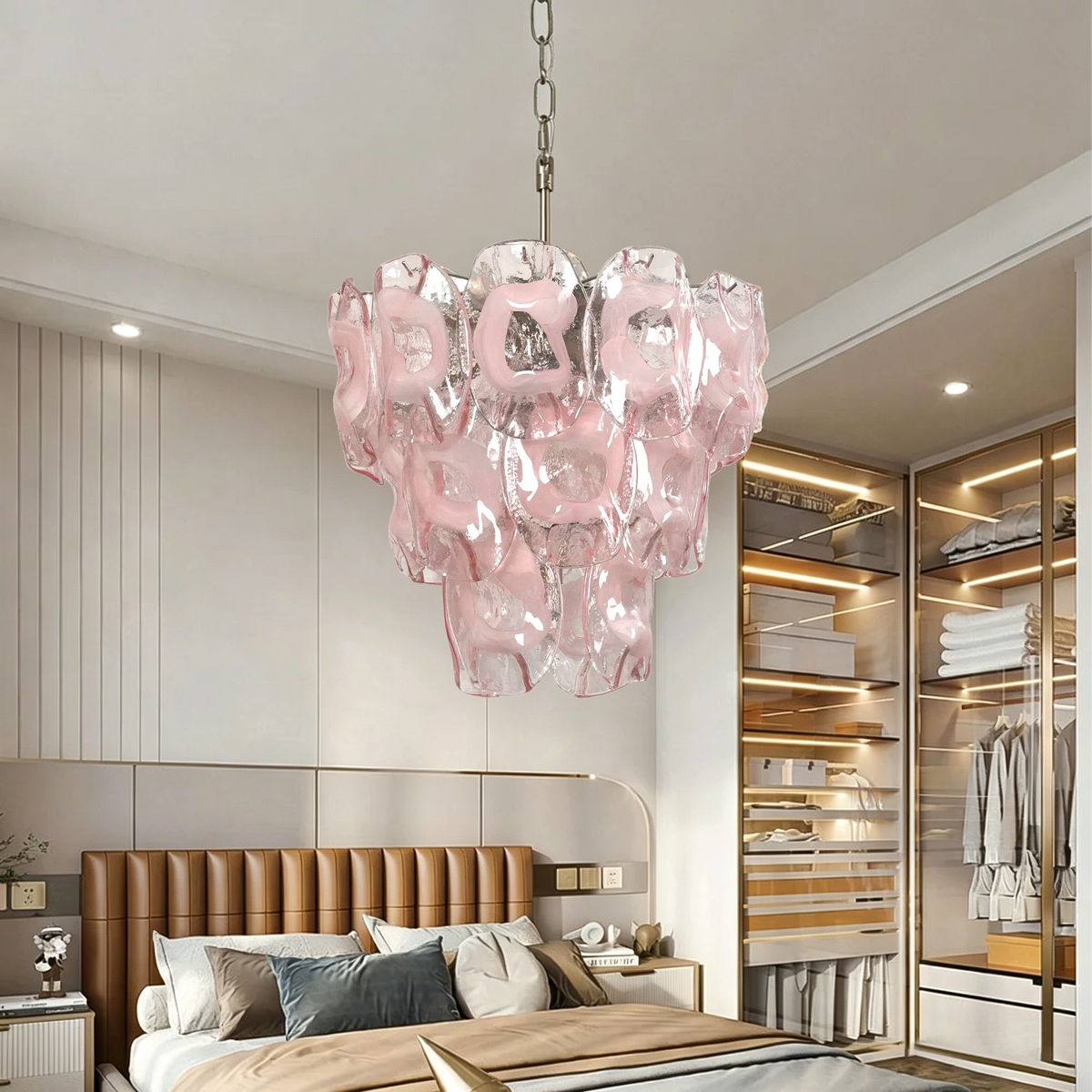 Fiorella Blush Petal Glass Chandelier