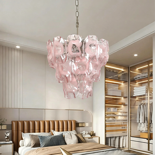 Fiorella Blush Petal Glass Chandelier