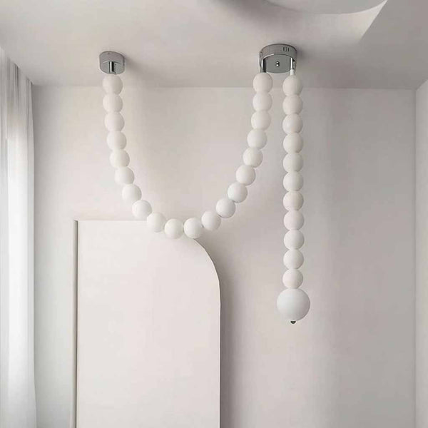 Necklace Pendant Light French Pearl White Globe LED