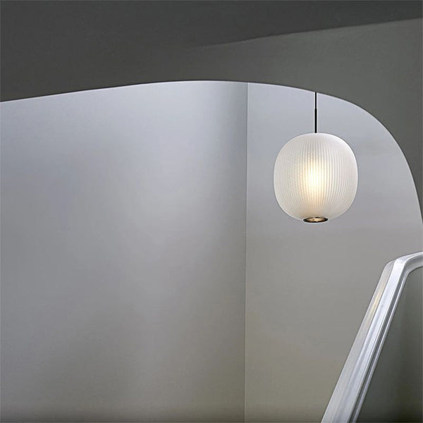 Valentina Frosted Glass Cylinder Pendant Light, Sandy White/Grey, Metal/Glass