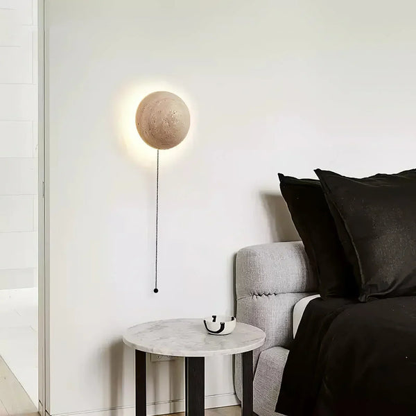 Luna Round Travertine Wall Light
