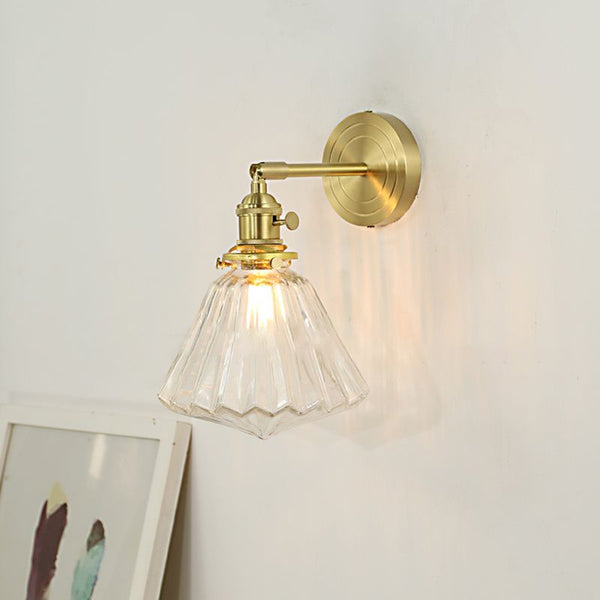 Valentina Luxury Globe/Flower Glass Vanity Wall Lamp, Gold, Bedroom