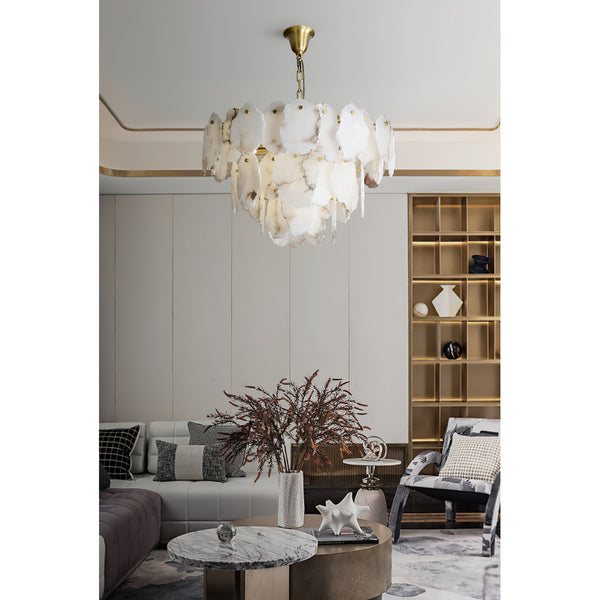 Gloire Brass Alabaster Chandelier