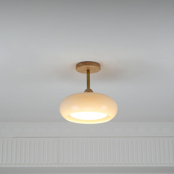 Aldaline Ceiling Lamp Glass and Wood Color Shade