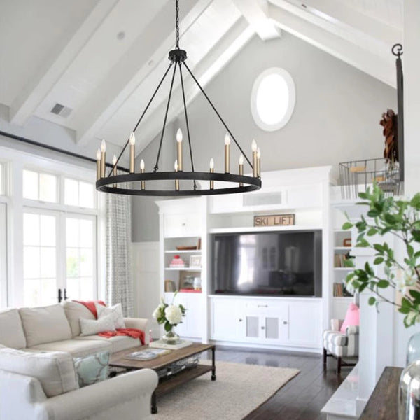 Vintage Industrial Black Chandelier Lighting for Living Room