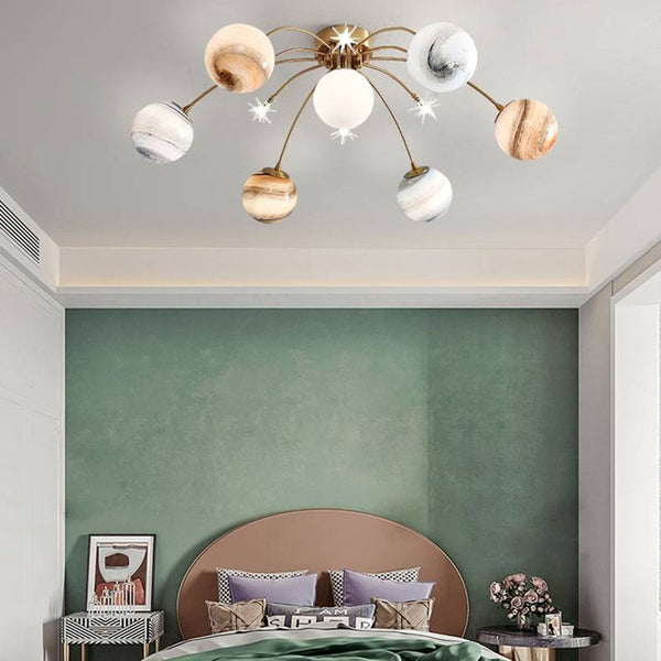Aria Modern Planet Flush Mount Ceiling Light, Living Room