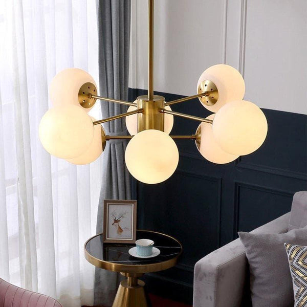 Karrington Chandeliers | Brass Globe Chandelier for Bedroom