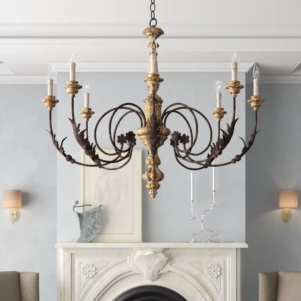 Silva Large Retro Creative Chandelier Wood Living Room