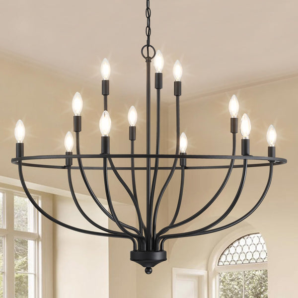 Silva Industrial Candle Chandelier Champagne Living Room Bedroom