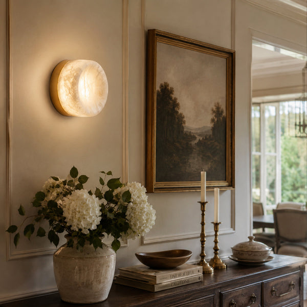 Opal Disc Alabaster Wall Sconce