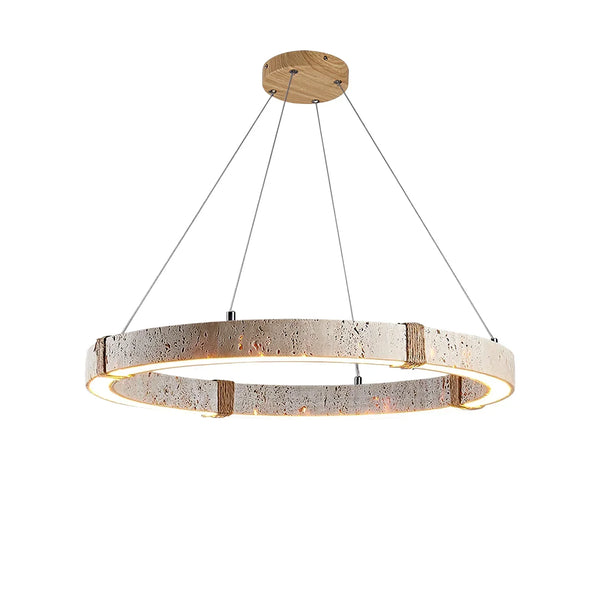 Round Travertine Dainolite Chandelier