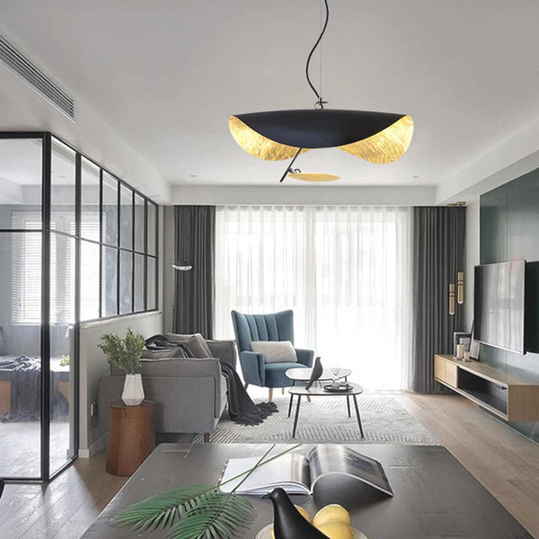 Pendant Light Italian Unique Metal Flying Saucer, Black / White