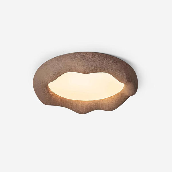Ceiling Light Organic Resin and Fiberglass Fixture in Beige