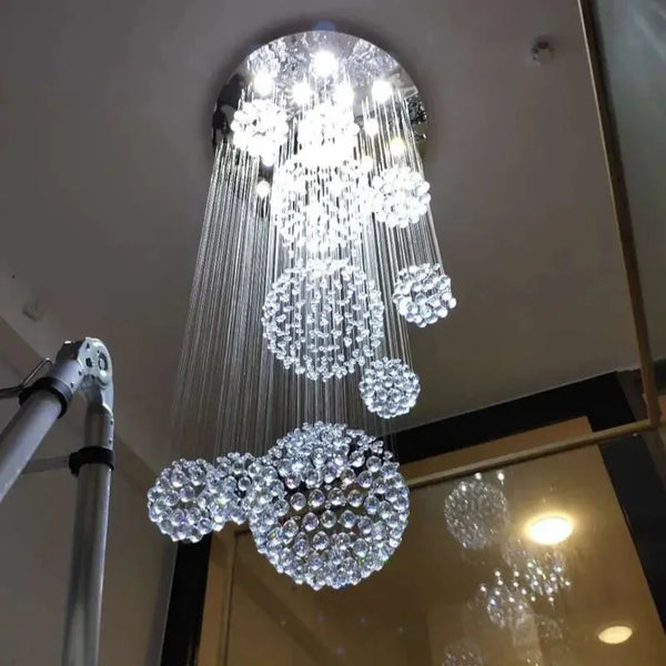 Ball Design Extra Large Crystal Chandelier for High Ceiling