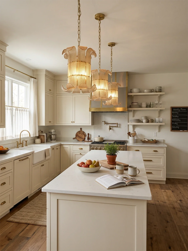Lavinia Scrolled Glass Palm Chandelier