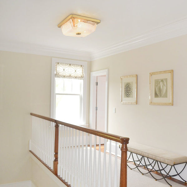 3-Light Square Cloud Glass Flush Mount