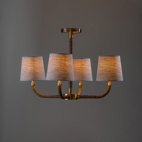 Avdoria Vintage Industrial Holden Cane Gold Fabric Chandelier