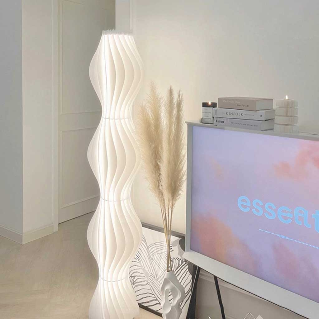 Floor Lamp Nordic Decorative Sleek PVC Art Skirt, White