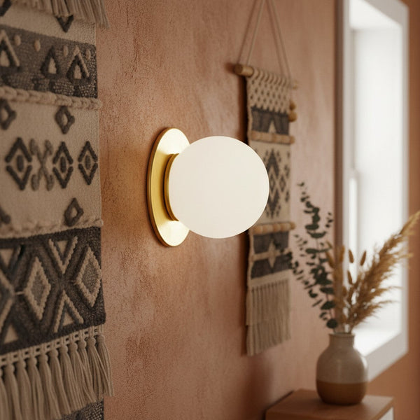 Pearl Milk Glass Modern Globe Wall Sconce