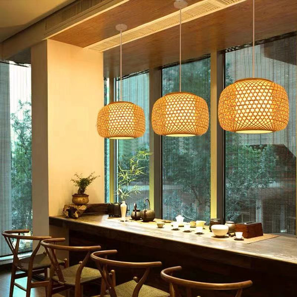 Chinese Rattan Bamboo Lantern Pendant Light