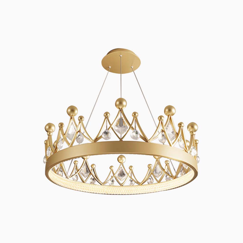 Chandelier Nordic Elegant Round Crystal Crown, Gold
