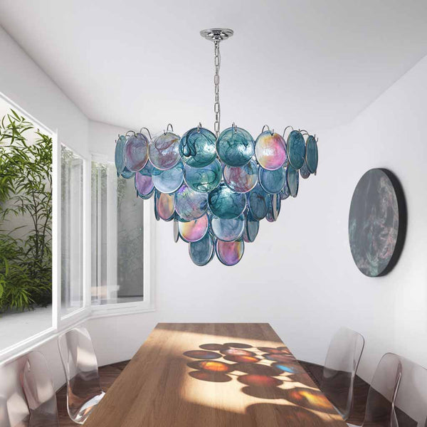 Chandelier Multi-Layer Cluster Murano Glass Disc, 3 Colors