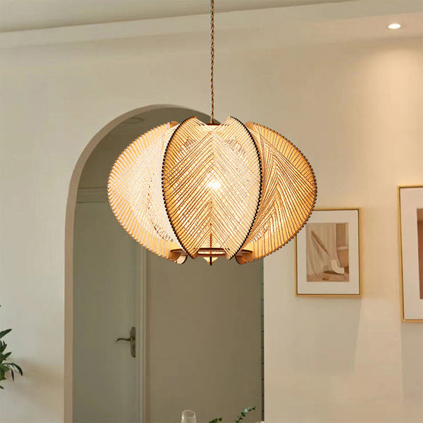 Wabi Sabi Woven Bamboo Wood Light Pendant