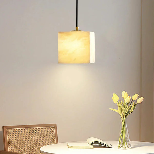 Alabaster Square Pendant Light