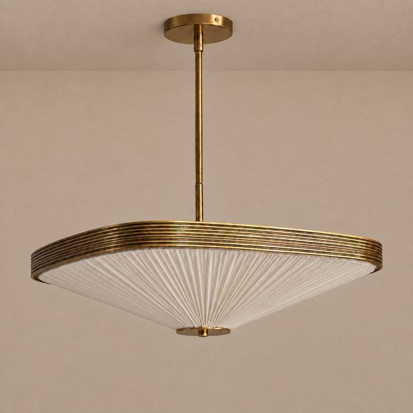 Pleated Fabric & Aged Brass Chandelier | CLFAB50
