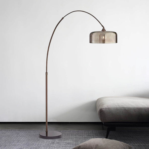 Hailie Retro Brown Curved Floor Lamp, Metal