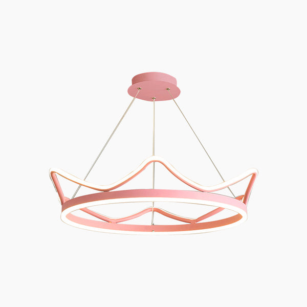 Girls Room Chandelier Light Romantic Crown Dimmable LED, Gold / Pink