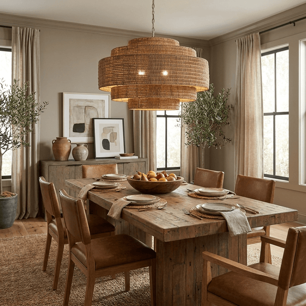 Meadow Tiered Rattan Chandelier