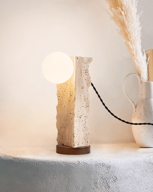 Terra Travertine Orb Table Lamp