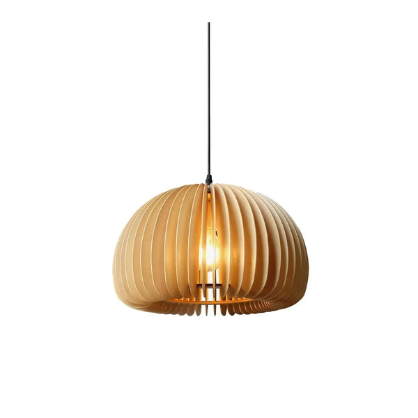 Wood Pumpkin Pendant Light