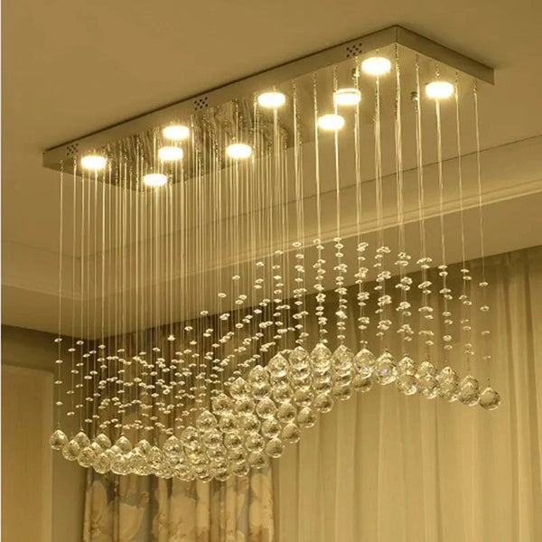 Raindrop Rectangular Crystal Chandelier For Dining Room