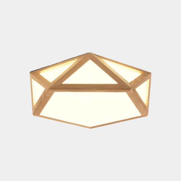 Flush Mount Ceiling Light Geometric Wood Dimmable LED
