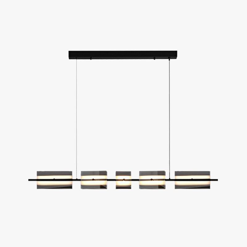 Arisha Modern Nordic Linear Metal/Glass Pendant Light, Brass/Black