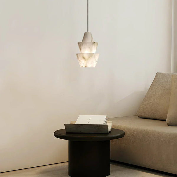 Modern Stacked Conical Alabaster Pendant Light