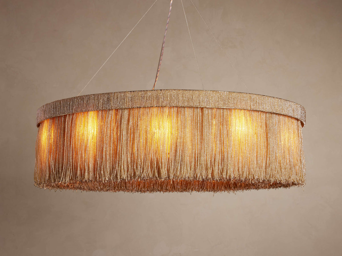 The Elara Chandelier | Beige Rattan Ring | CLND011