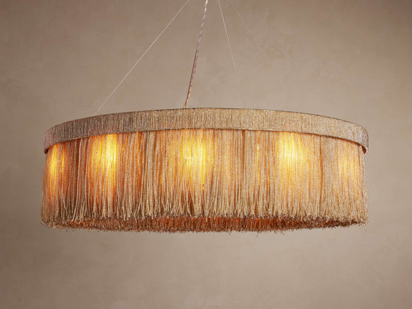 The Elara Chandelier | Beige Rattan Ring | CLND011