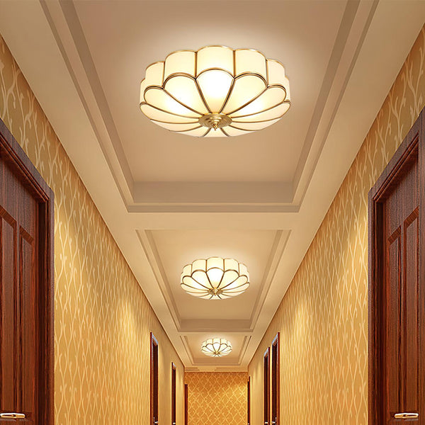 Velenena Ceiling Light Flower Shape Glass Brass