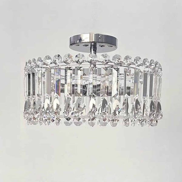 Chrome Crystal Droplet Ceiling Light Semi-Flush Mount