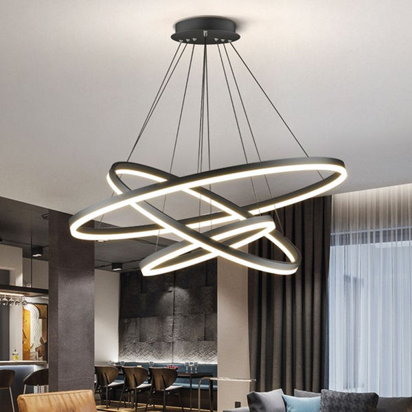 Arisha 3-Rings Black Black Modern Pendant Light