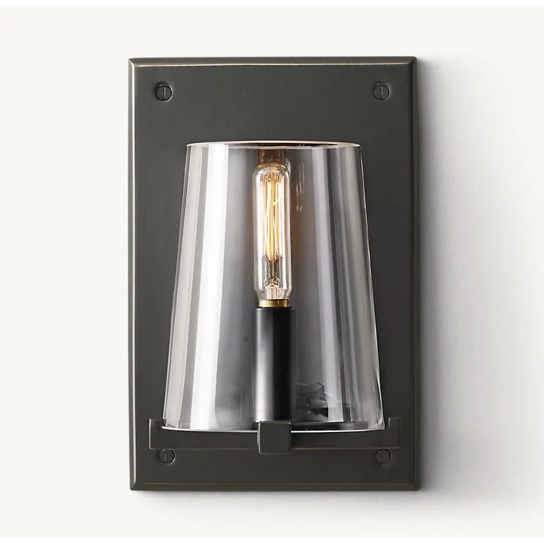 Black Glass & Stainless Steel Wall Sconce | CLHG8250B